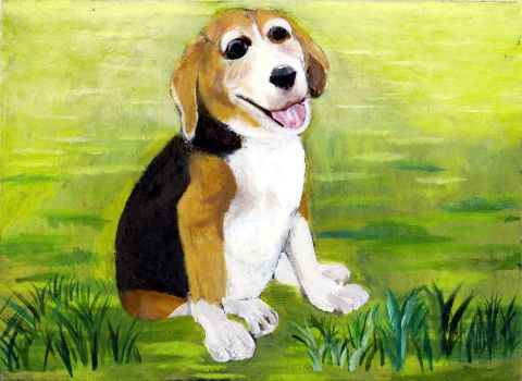 「待つ」　田中 潤也 （愛媛県／口で描く画家）