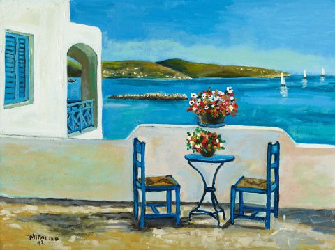 「海を眺めて」　ナタリーナ・マルカントーニ （イタリア／口で描く画家）